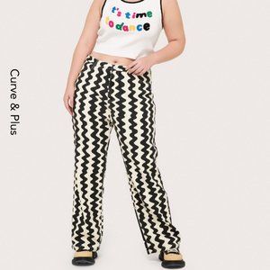 Cider Curve & Plus Wavy Retro Straight Leg Trousers Sz 3XL